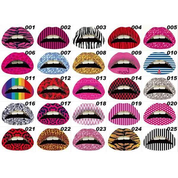 12-Pack: Colorful Temporary Lip Tattoo Set