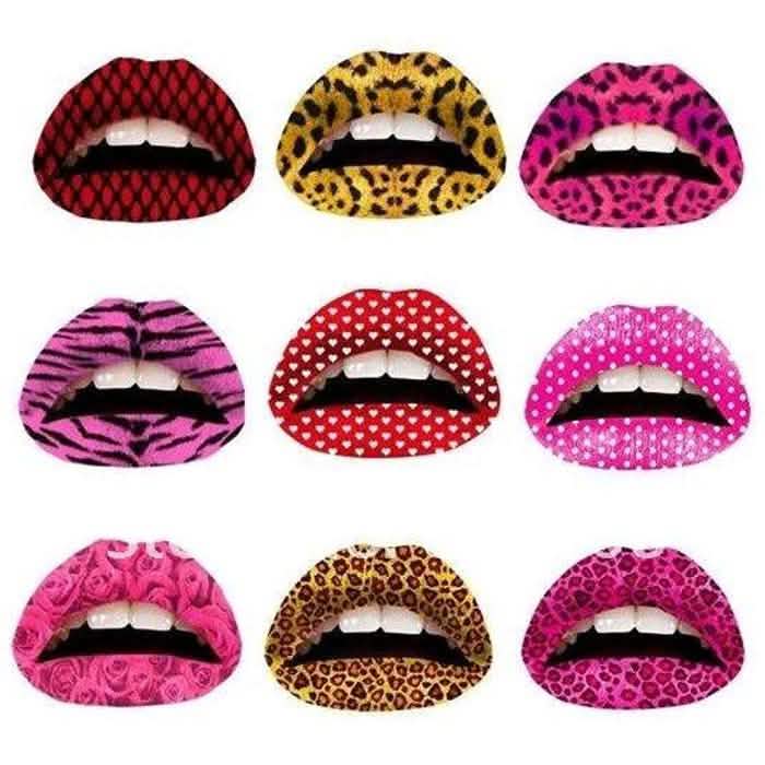 12-Pack: Colorful Temporary Lip Tattoo Set