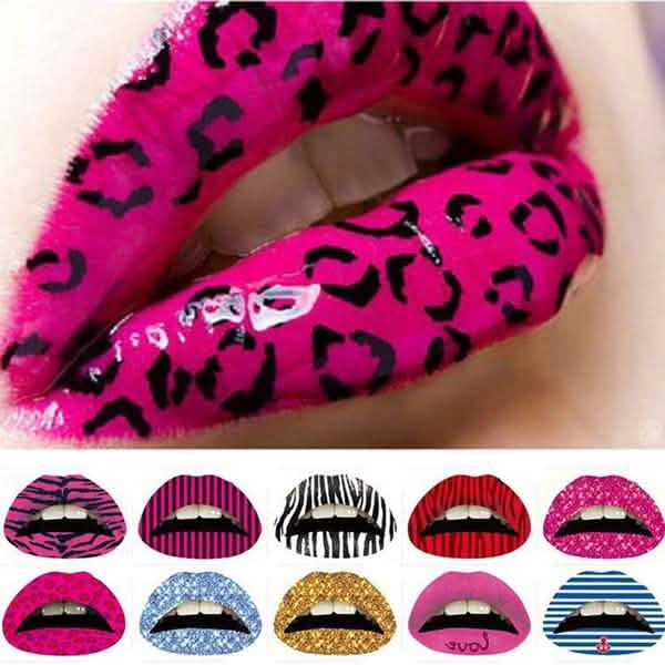 12-Pack: Colorful Temporary Lip Tattoo Set