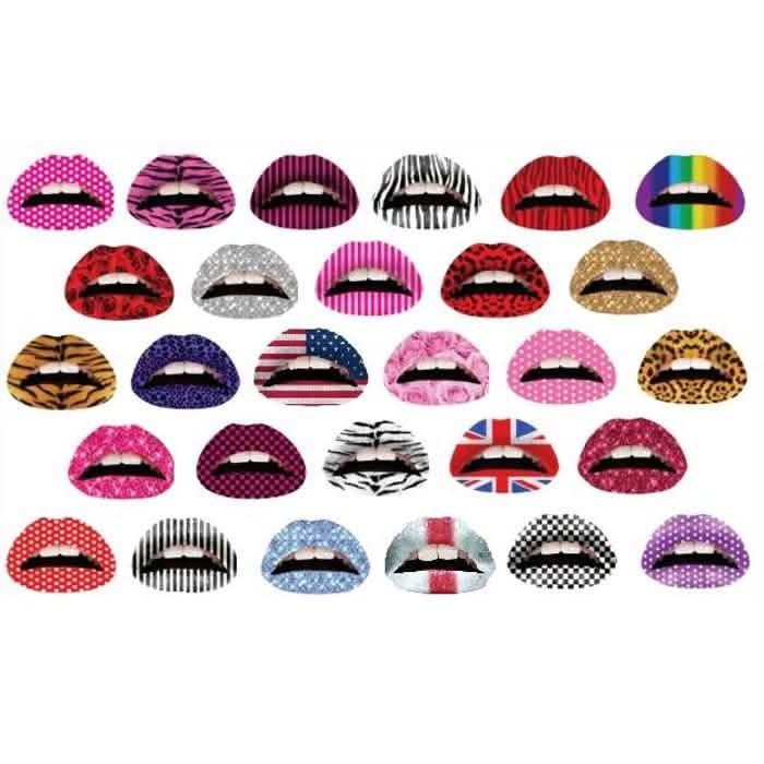 12-Pack: Colorful Temporary Lip Tattoo Set