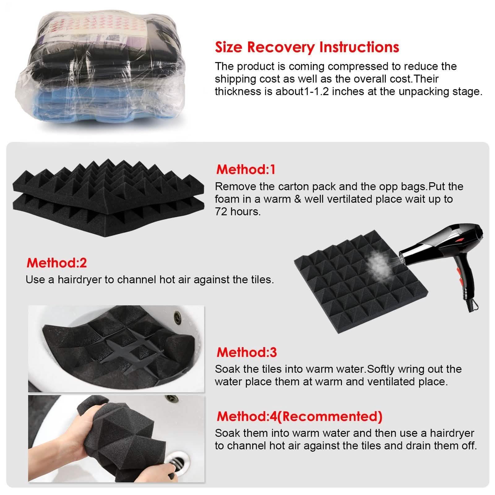 12-Pack: Sound Absorbing Foam for Recording Studio