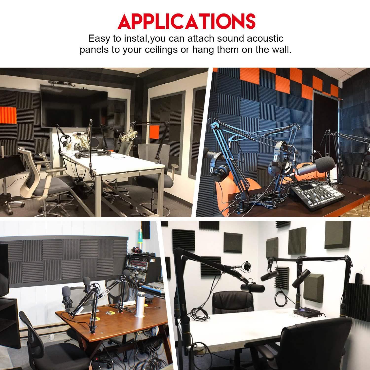 12-Pack: Sound Proof Padding Acoustic Foam Panels