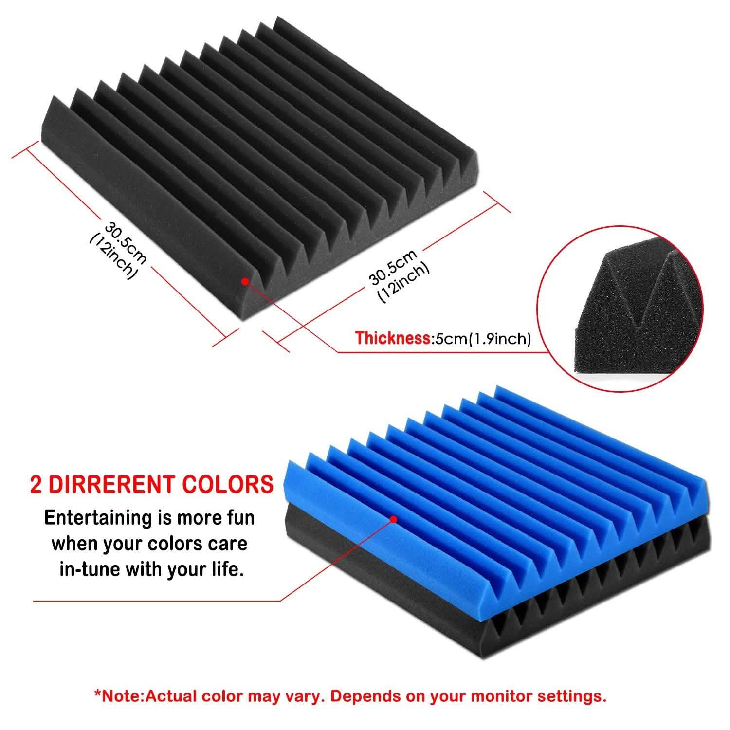 12-Pack: Sound Proof Padding Acoustic Foam Panels