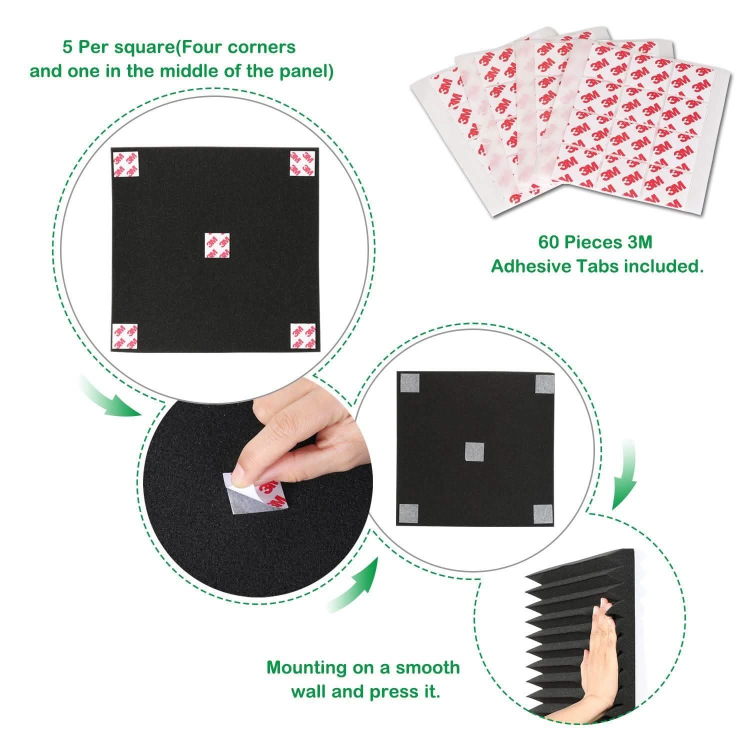 12-Pack: Sound Proof Padding Acoustic Foam Panels
