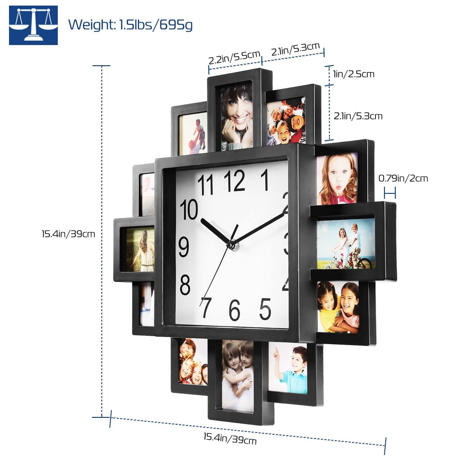 12-Picture Display Wall Clock