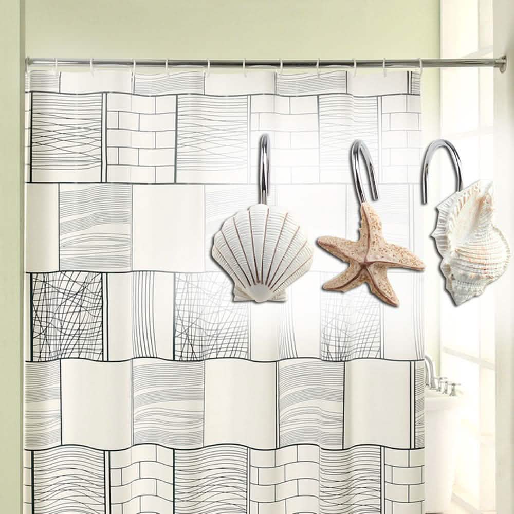 12-Piece: AGPTEK Decorative Seashell Shower Curtain Hooks