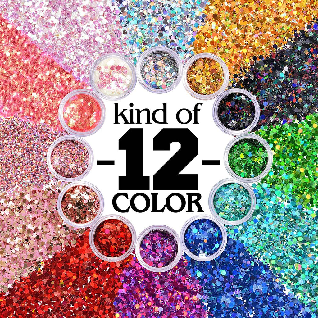 12-Piece: Holographic Chunky Glitters