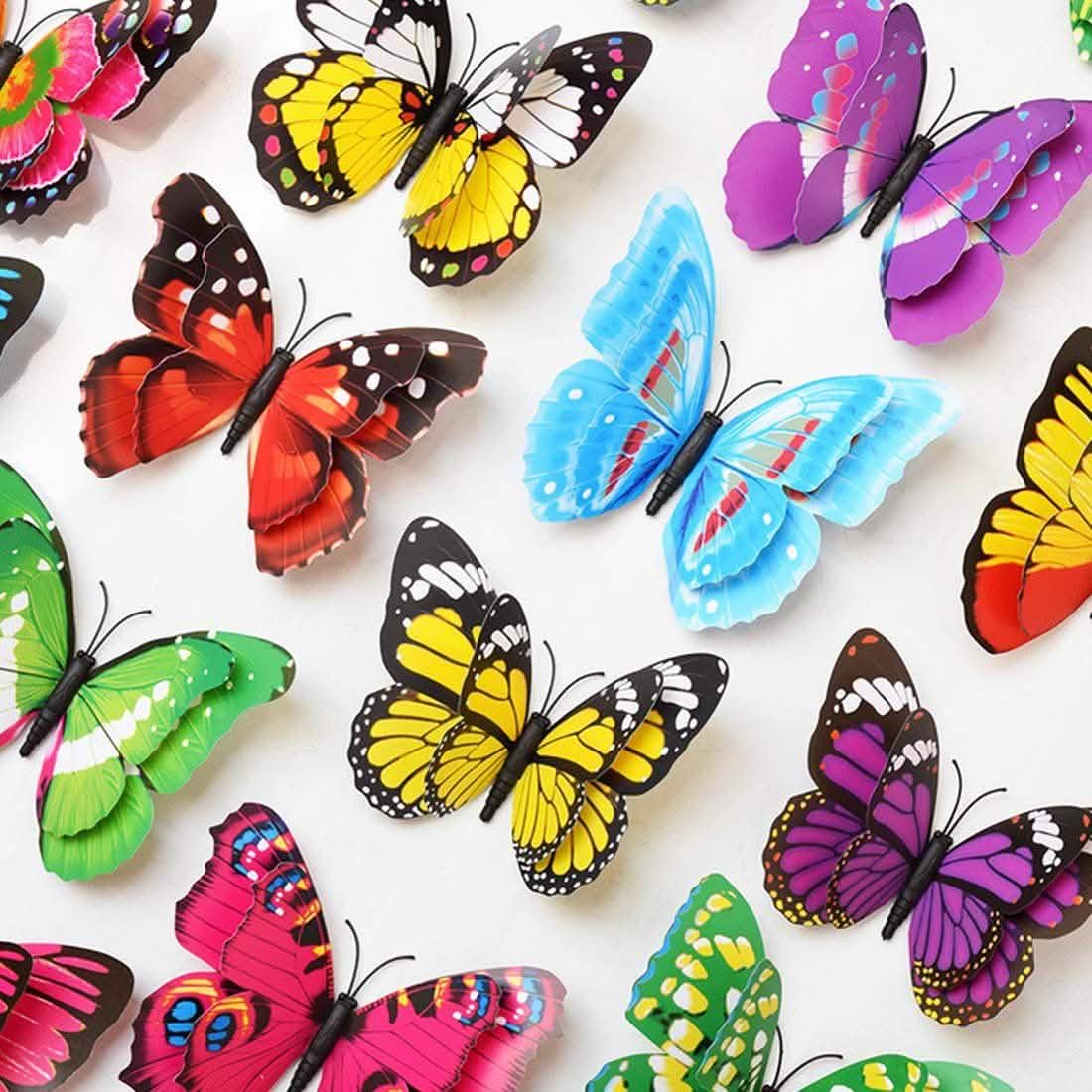 12-Piece Set: 3D Butterfly Magnets - Assorted Colors