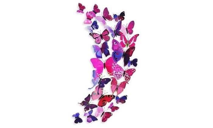 12-Piece Set: 3D Butterfly Magnets - Assorted Colors