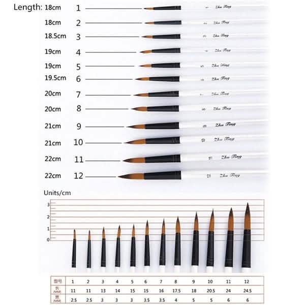 12-Piece Set: Artist Watercolor Painting Brushes