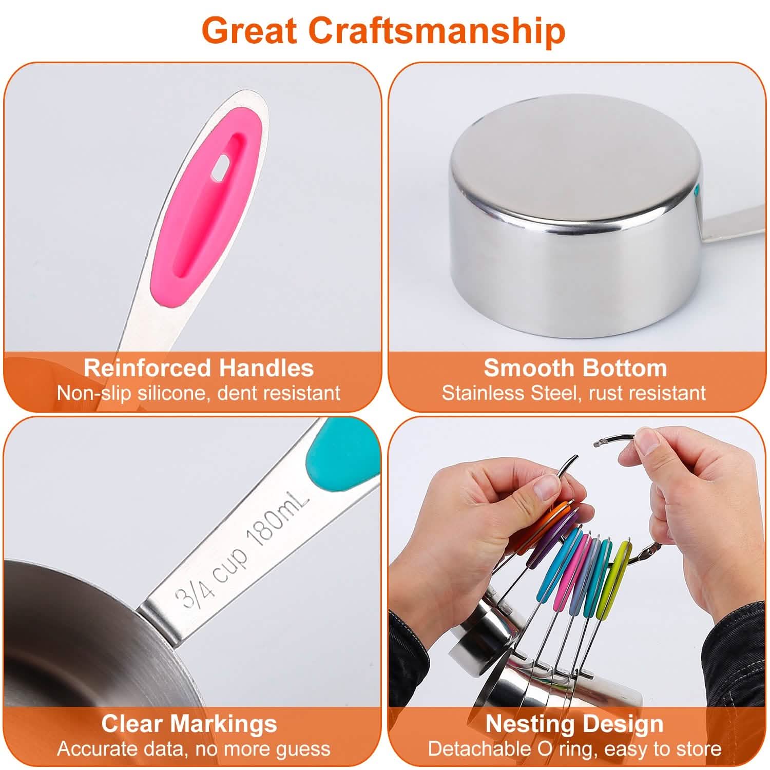 12-Piece: Stainless Steel Measuring Cups Spoons Set