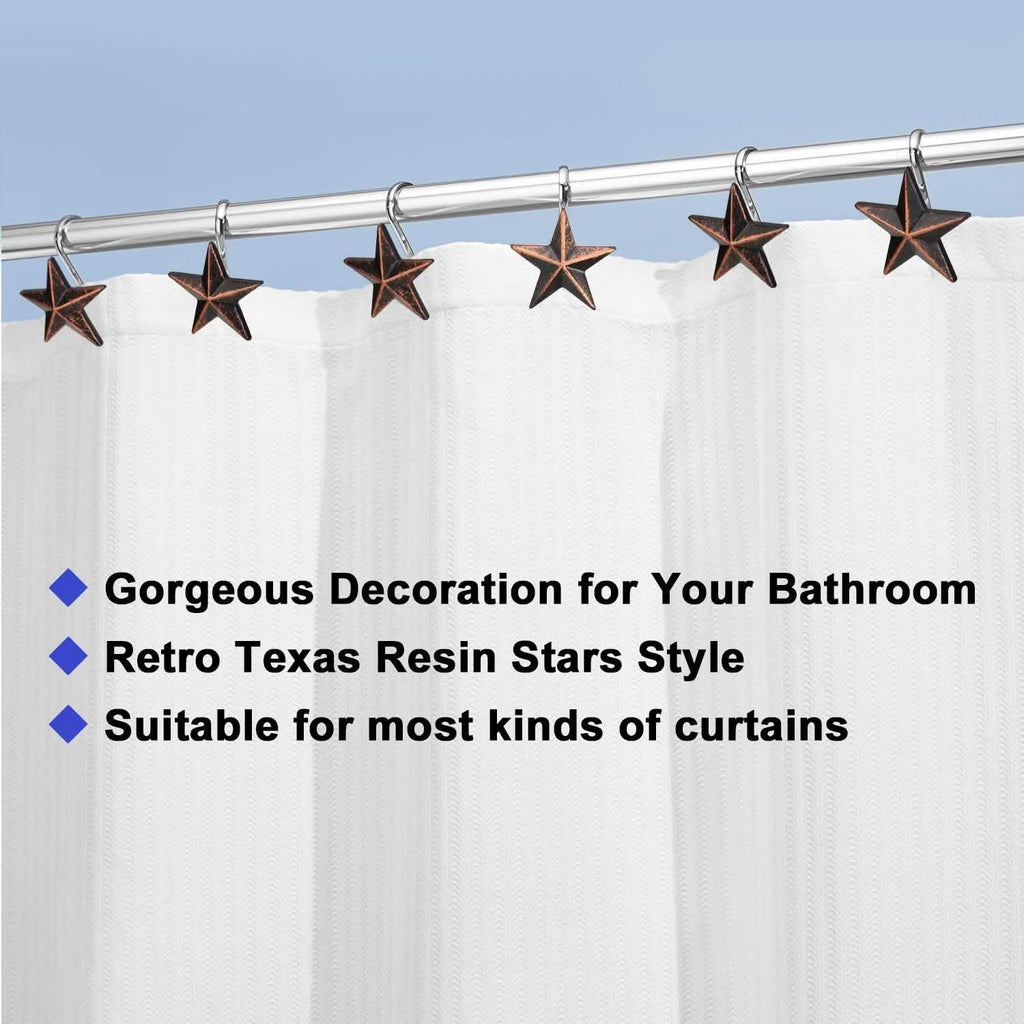 12-Pieces: Anti-Rust Star Decorative Shower Curtain Hooks