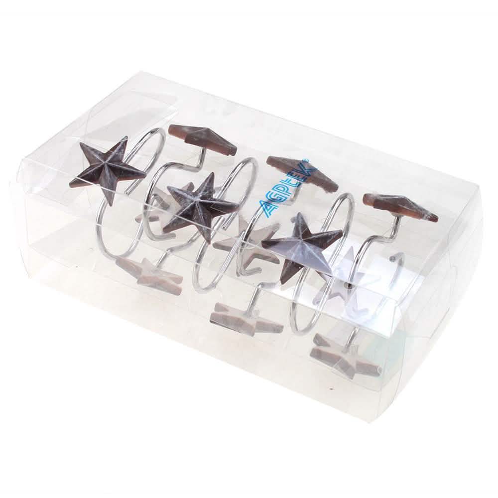 12-Pieces: Anti-Rust Star Decorative Shower Curtain Hooks