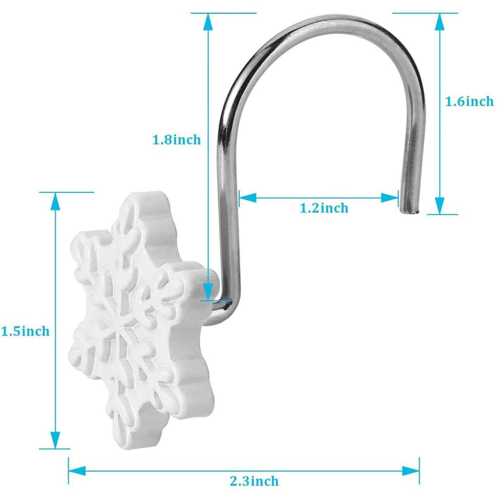 12-Pieces: Christmas Shower Curtain Anti-Rust Hooks