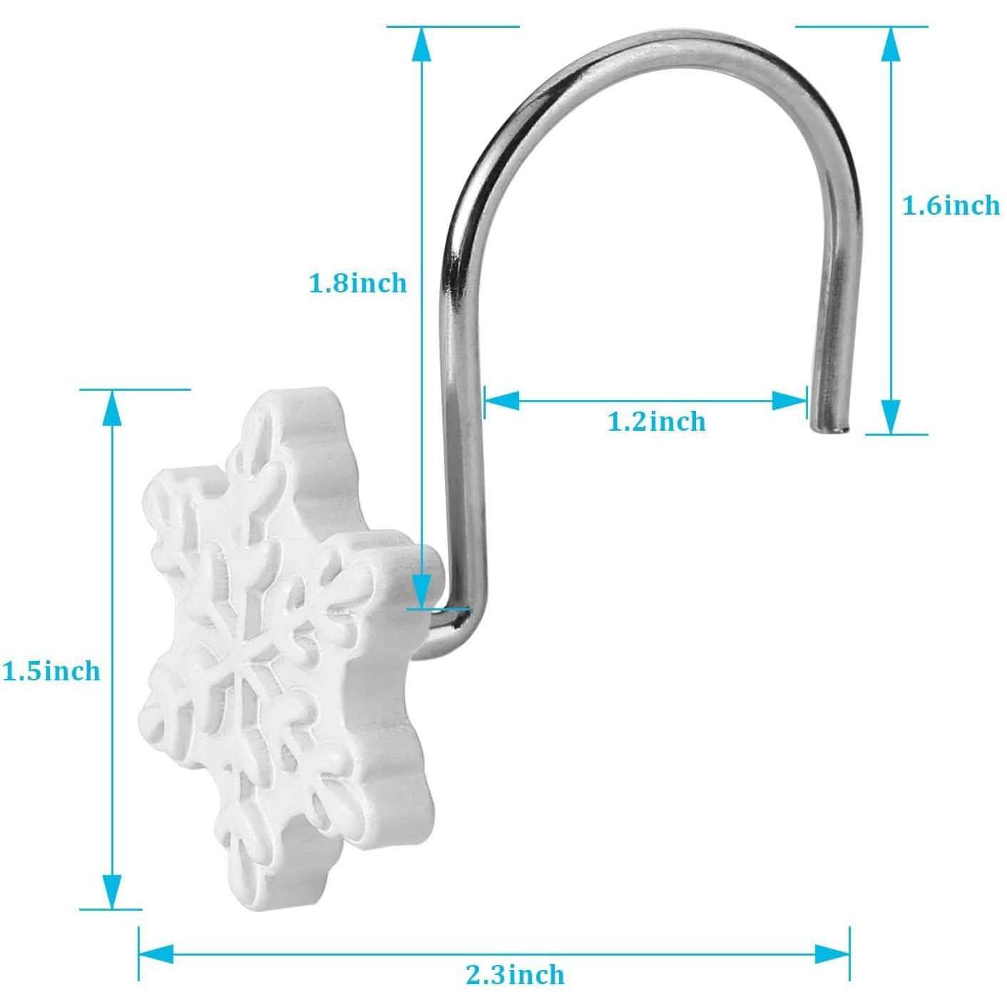 12-Pieces: Christmas Shower Curtain Anti-Rust Hooks