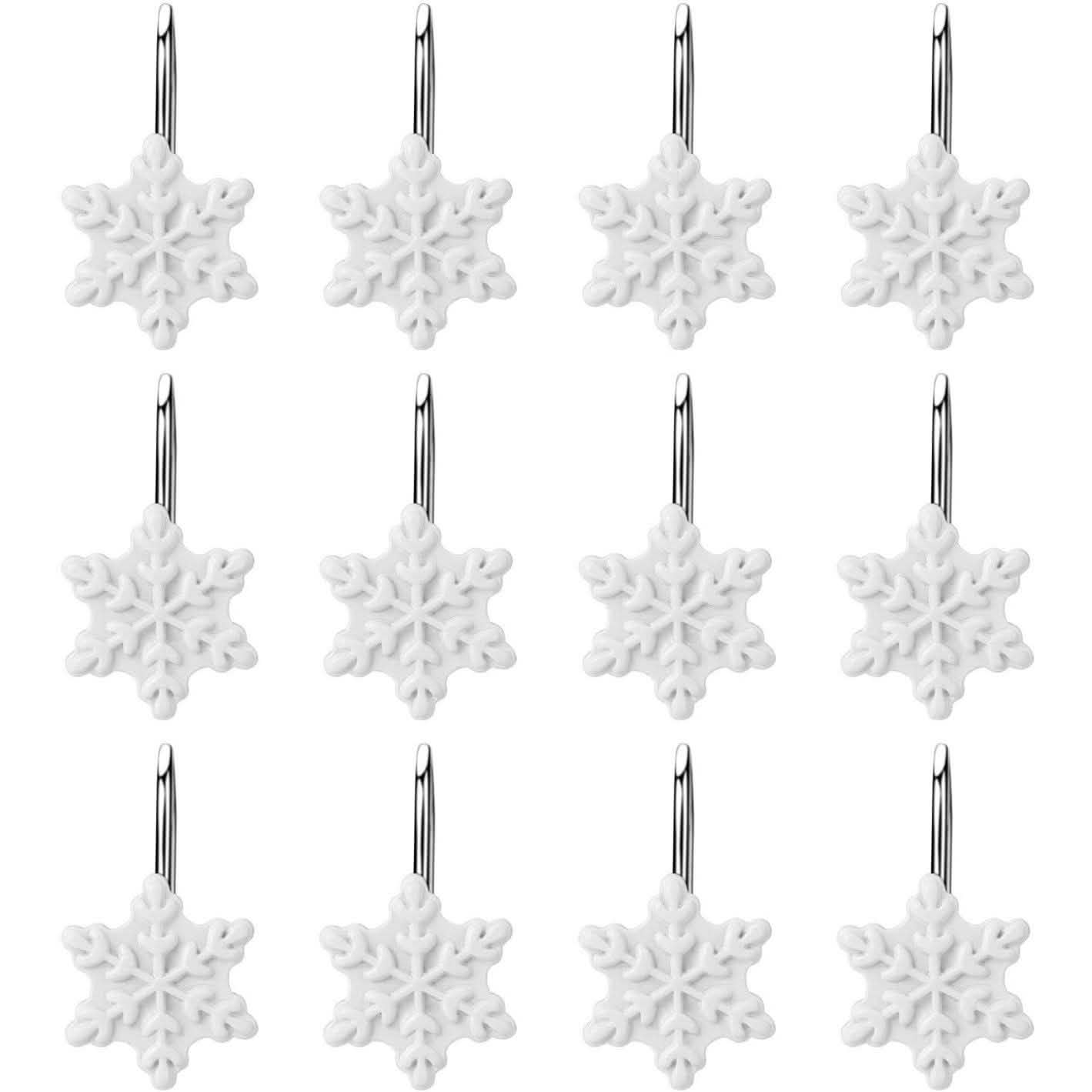 12-Pieces: Christmas Shower Curtain Anti-Rust Hooks