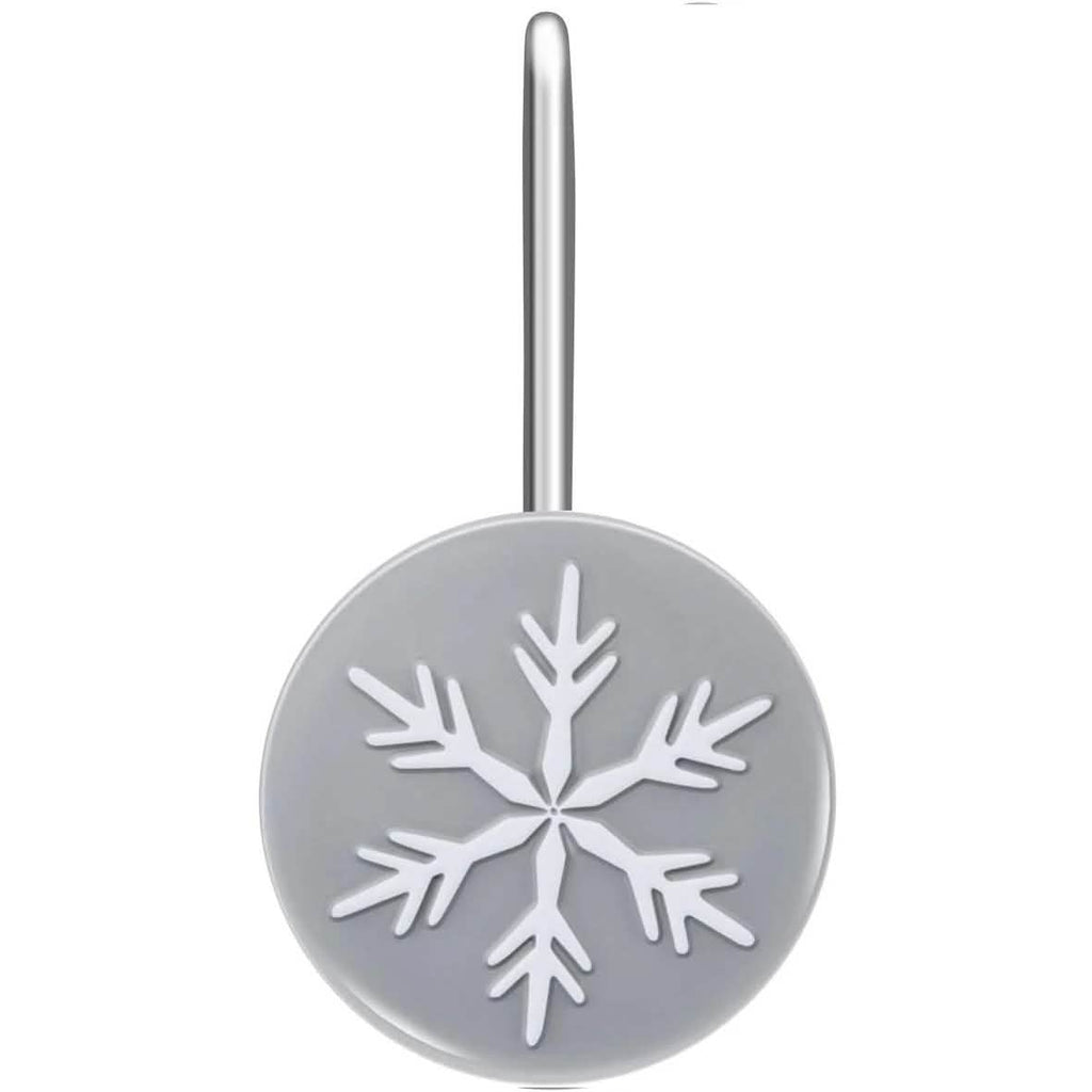 12-Pieces: Christmas Snowflake Anti-Rust Round Shower Curtain Hooks