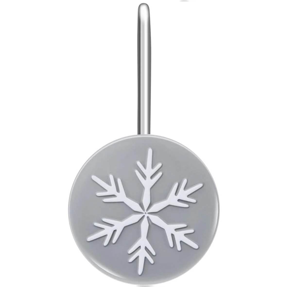 12-Pieces: Christmas Snowflake Anti-Rust Round Shower Curtain Hooks