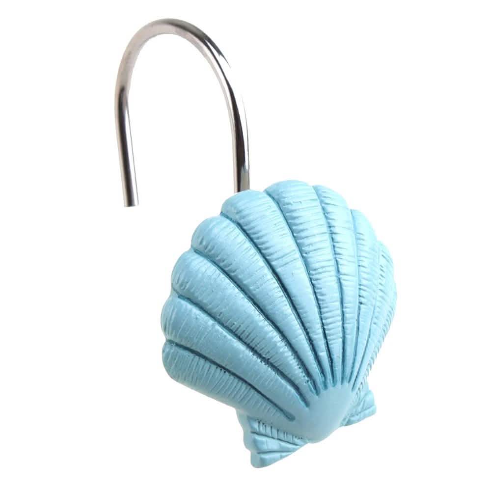 12-Pieces: Seashell Shower Curtain Hooks Bathroom Beach Shell