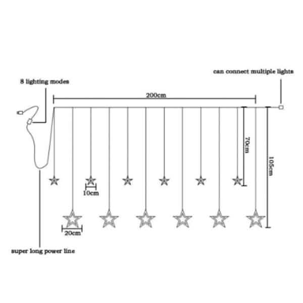 12 Stars 138 LED Curtain String Lights