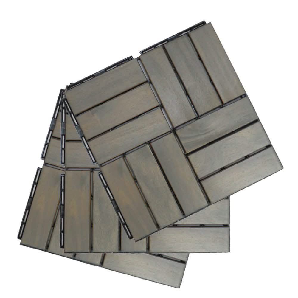 12" x 12" Square Teak Interlocking Deck Tiles