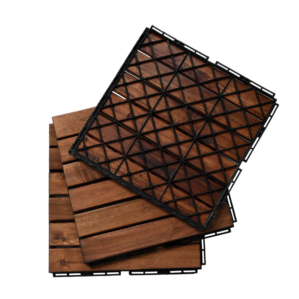 12" x 12" Square Teak Interlocking Deck Tiles