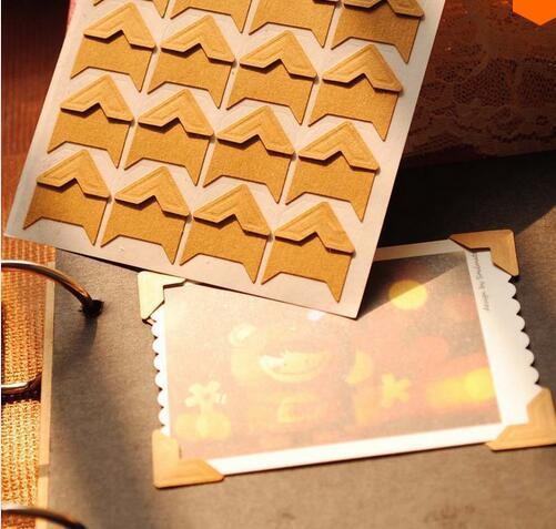 120 pcs/lot (5 sheets) DIY Vintage Corner kraft Paper Stickers for Photo Albums Frame Decoration Scrapbooking Gifts for Valentine Anniversary Gifts