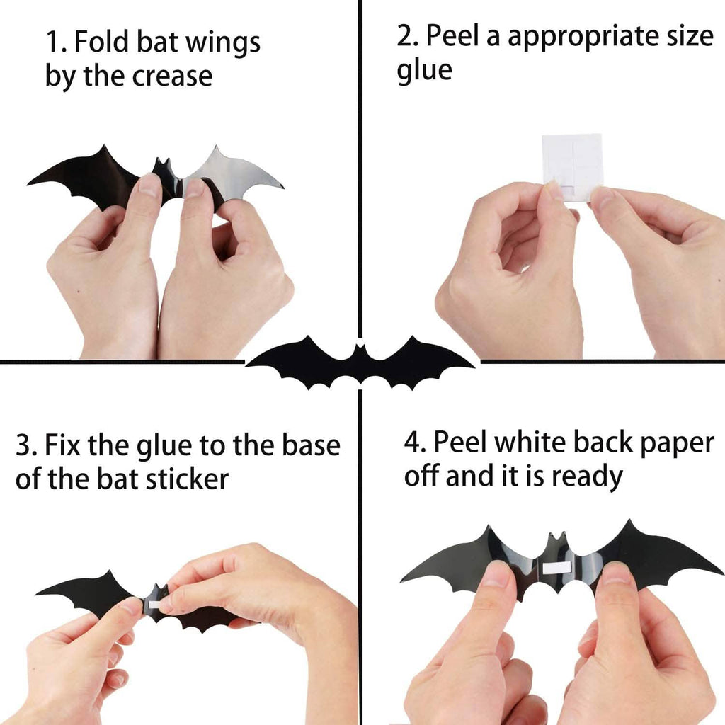 120-Piece: 3D Bat Halloween Decoration Stickers