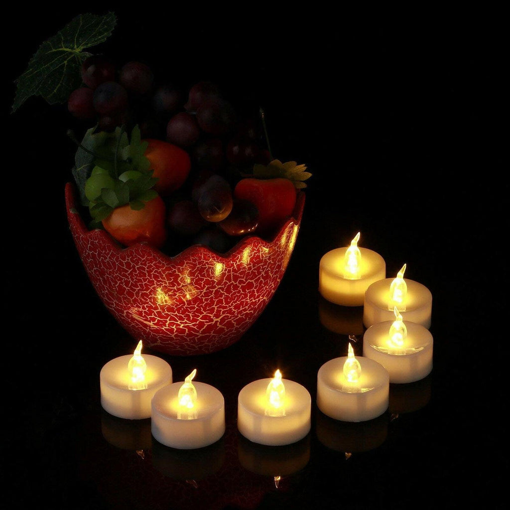 12Pcs New Battery Operated LED Tea Lights Candles  Realistic and Bright Flickering Bulb Battery Operated Flameless LED Tea Light for Seasonal and Festival Celebration Home Decoration Flameless  birthday Decorations Party Supplies