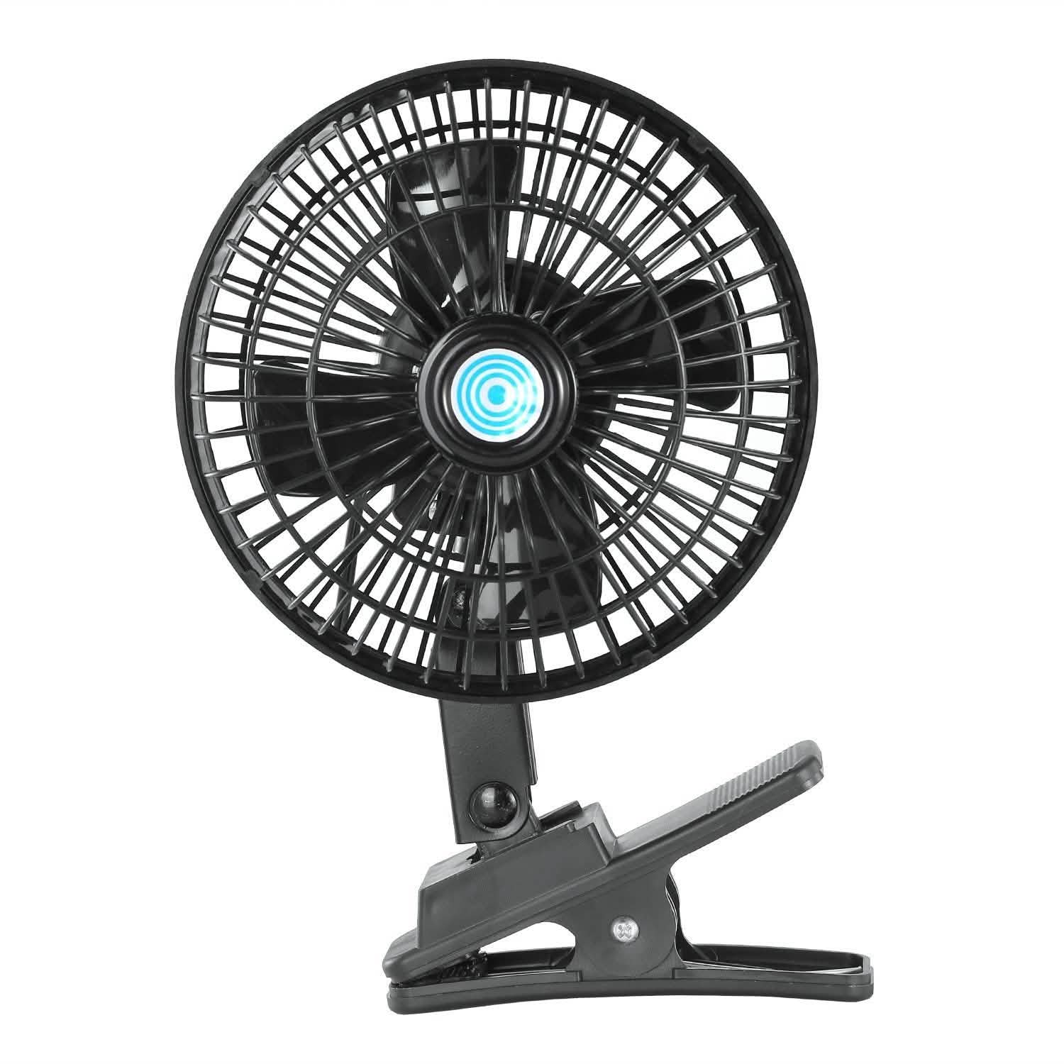 12V Car Fan Oscillating Clip on Cooling Fan with 2 Speeds 120° Rotation