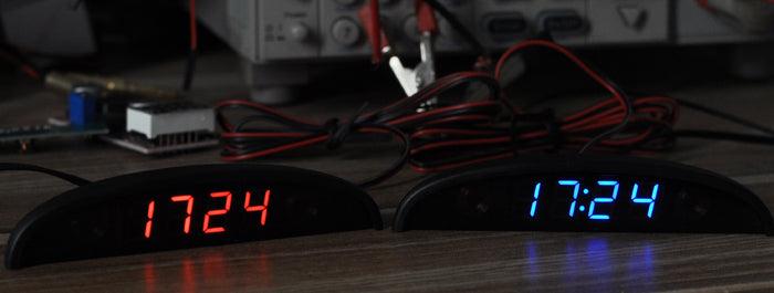 12V Car Interior 3 In 1 Car Clock Voltmeter Thermometer and Voltage Meter Monitor Touch Switch Blue Red Light Thermometers Voltmeter Gauge Electronic Clock LED Digital Display LCD Screen Clock