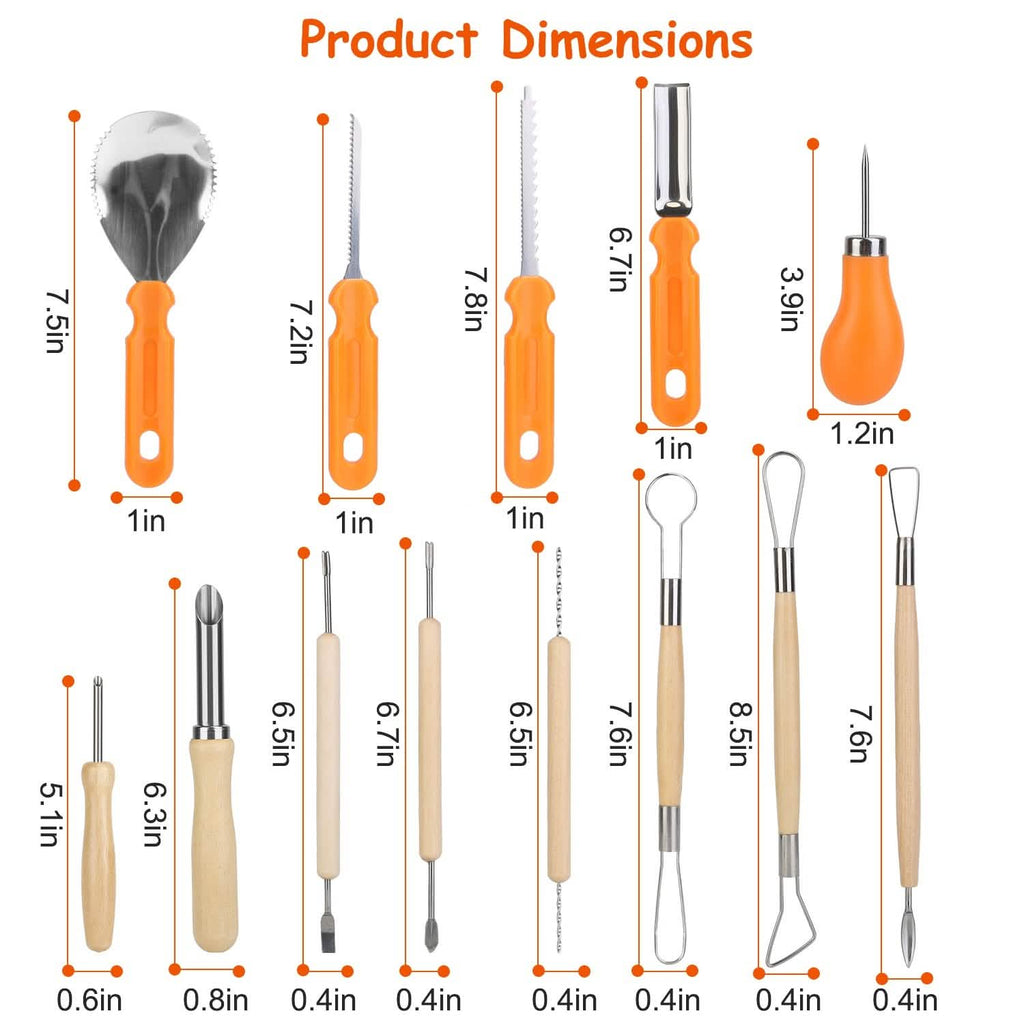 13-Pieces: Halloween Pumpkin Stainless Steel Carving Kit