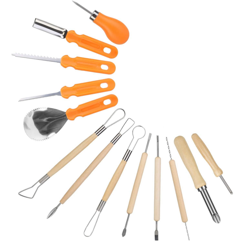 13-Pieces: Halloween Pumpkin Stainless Steel Carving Kit