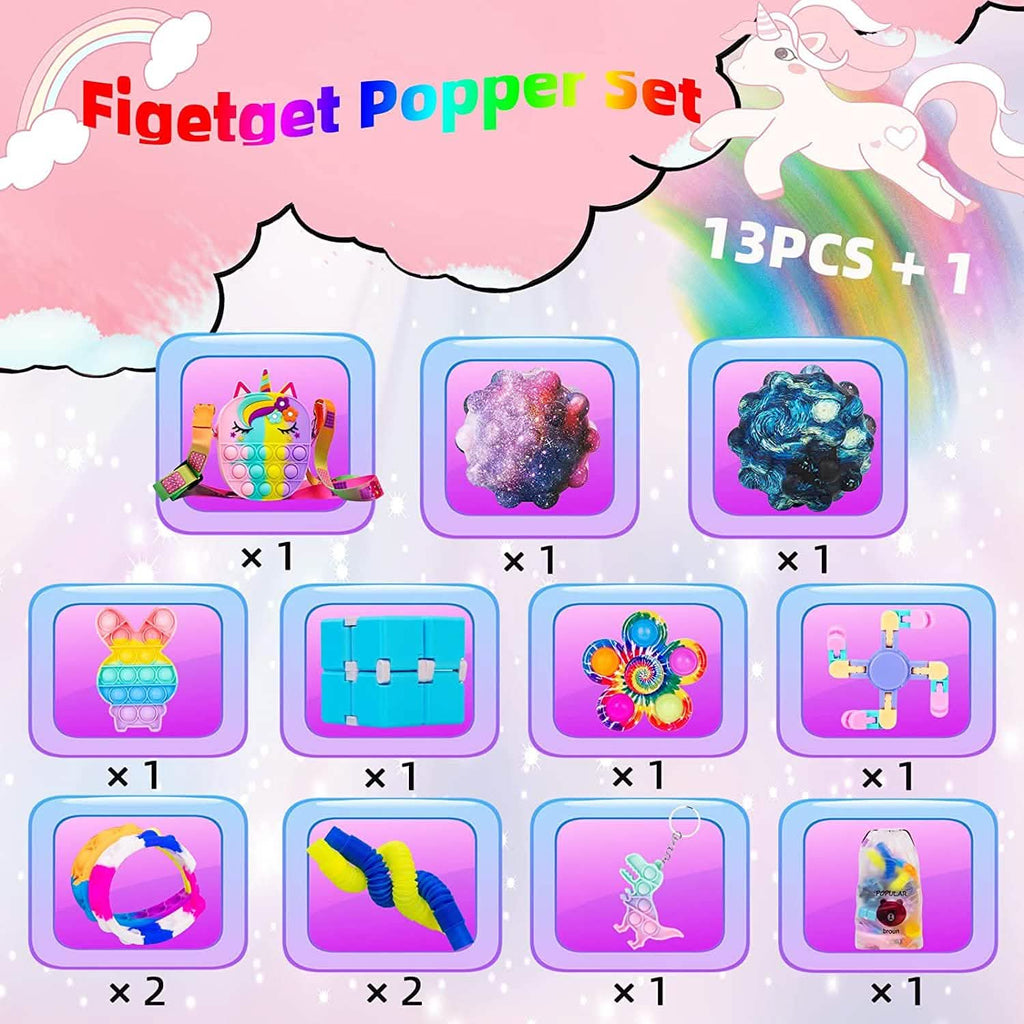 13-Pieces Set: Sensory Fidget Pop Pack Toys