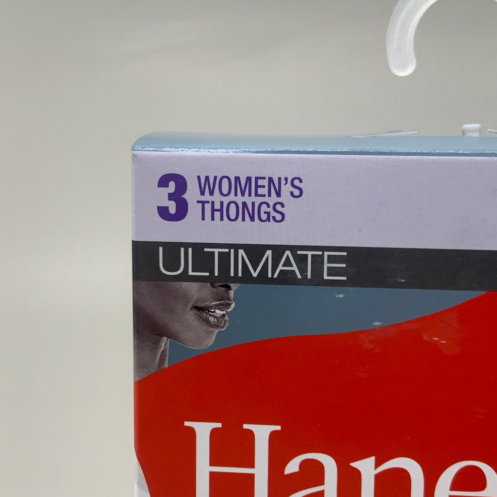 HANES 3 PACK!! Originals Women's Breathable Cotton Stretch Thongs Underwear Sz 8/XL Black/Heather/Stripe 45U0BT