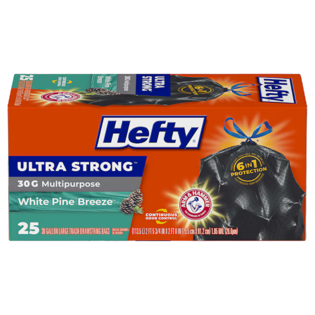 Hefty Ultra Strong White Pine Breeze Trash Bags 30 Gallon (35ct)
