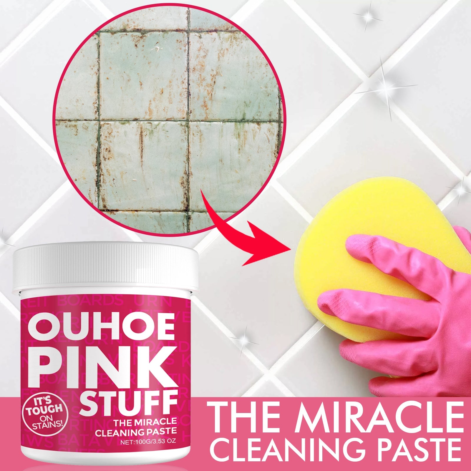 Home Gentle Multi-Functional Cleaning Cream, Clean Kitchen Heavy Oil Dirt General Pink Barrel Cleaning Powder