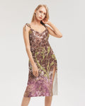 BEAUTIFUL PURPLE GITTER DESIGN CREATED BY FLIPSTYLEZ Women's All-Over Print Tie Strap Split Dress