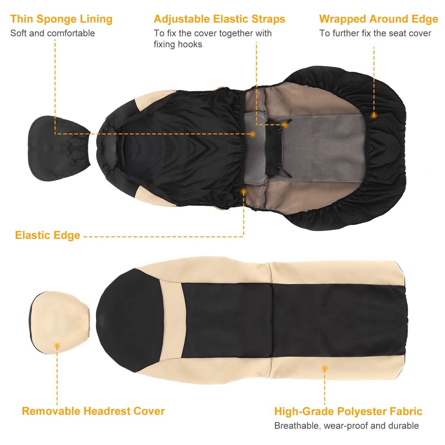 14-Pieces: Universal Auto Seat Cover Set