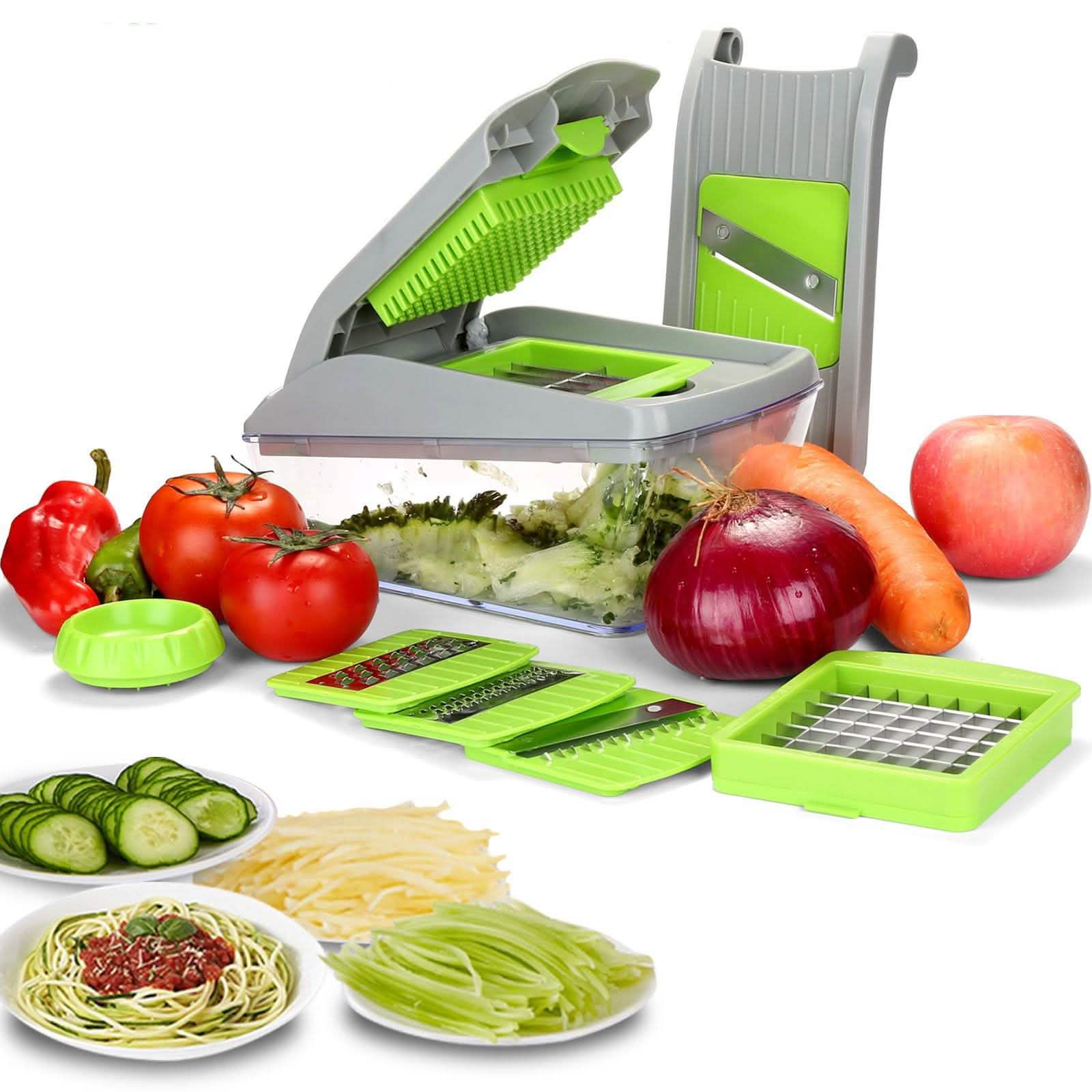 14-Pieces: Vegetable Spiralizer, Slicer, and Food Chopper