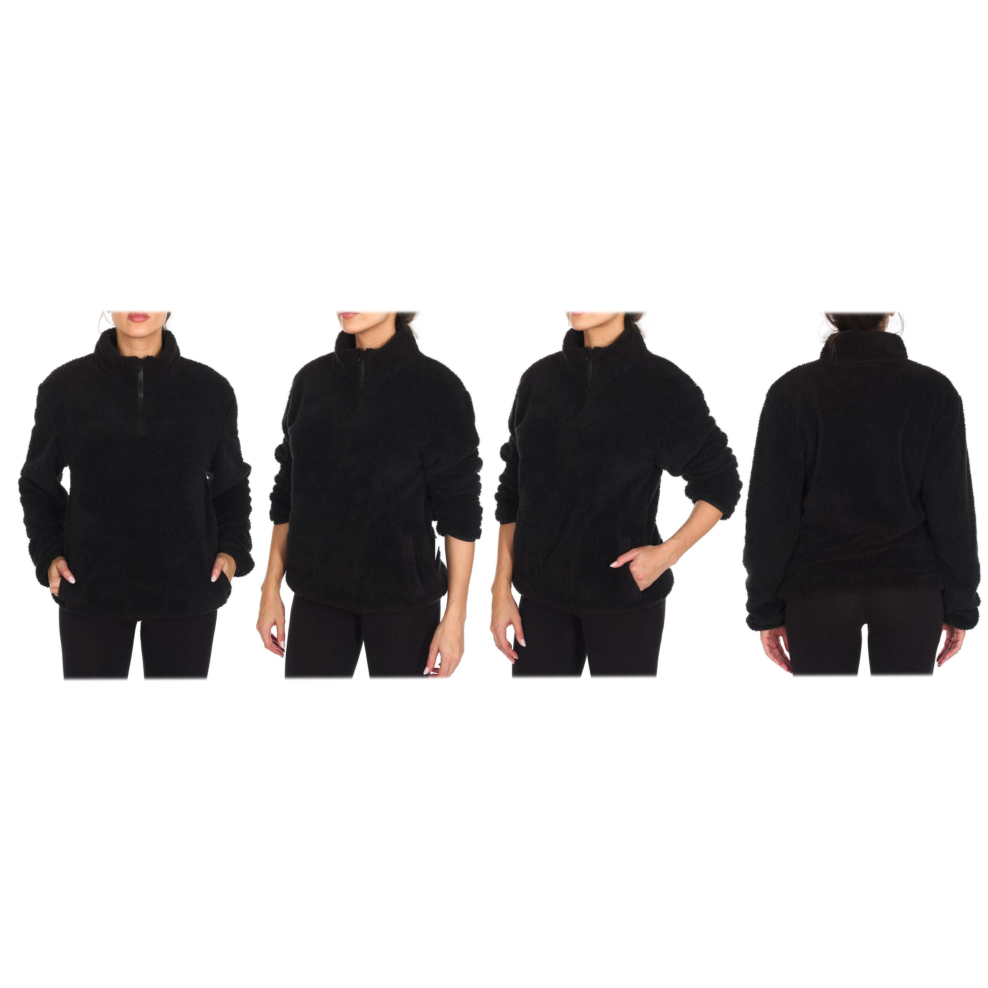 1/4 Zip Collared Sherpa In and Out Lined Pull Over with 2 Pockets