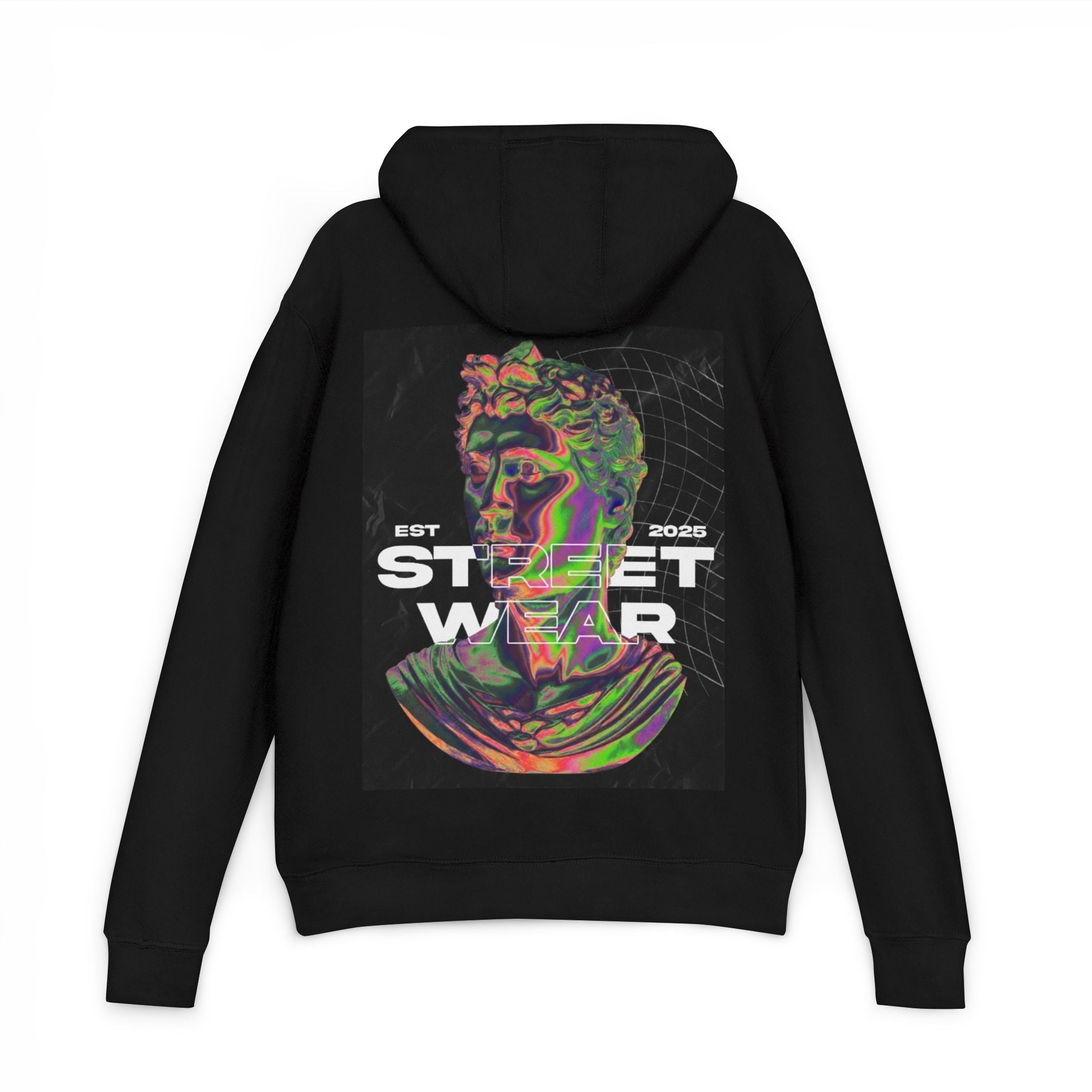 Trendy Unisex French Terry Hoodie with Abstract Street Wear Design, Cool Layering Essential, Perfect for Casual Outings