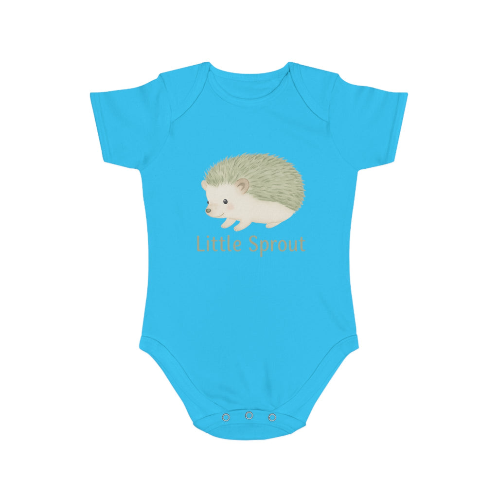 Hedgehog Short Sleeve Baby Bodysuit 'Little Sprout' Organic Cotton Gift for New Parents