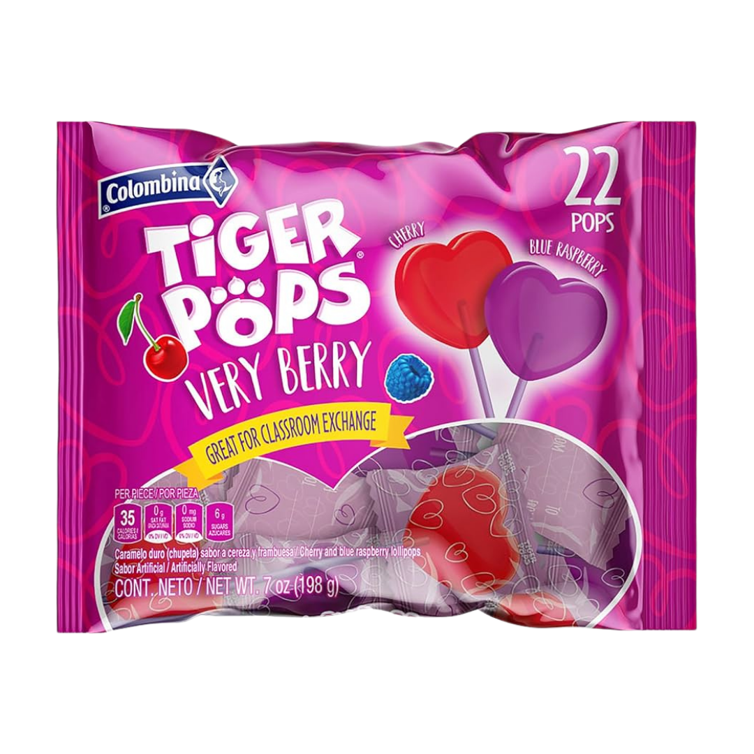 Colombina Tiger Pops Very Berry Heart Lollipops (22 Count / 7oz)