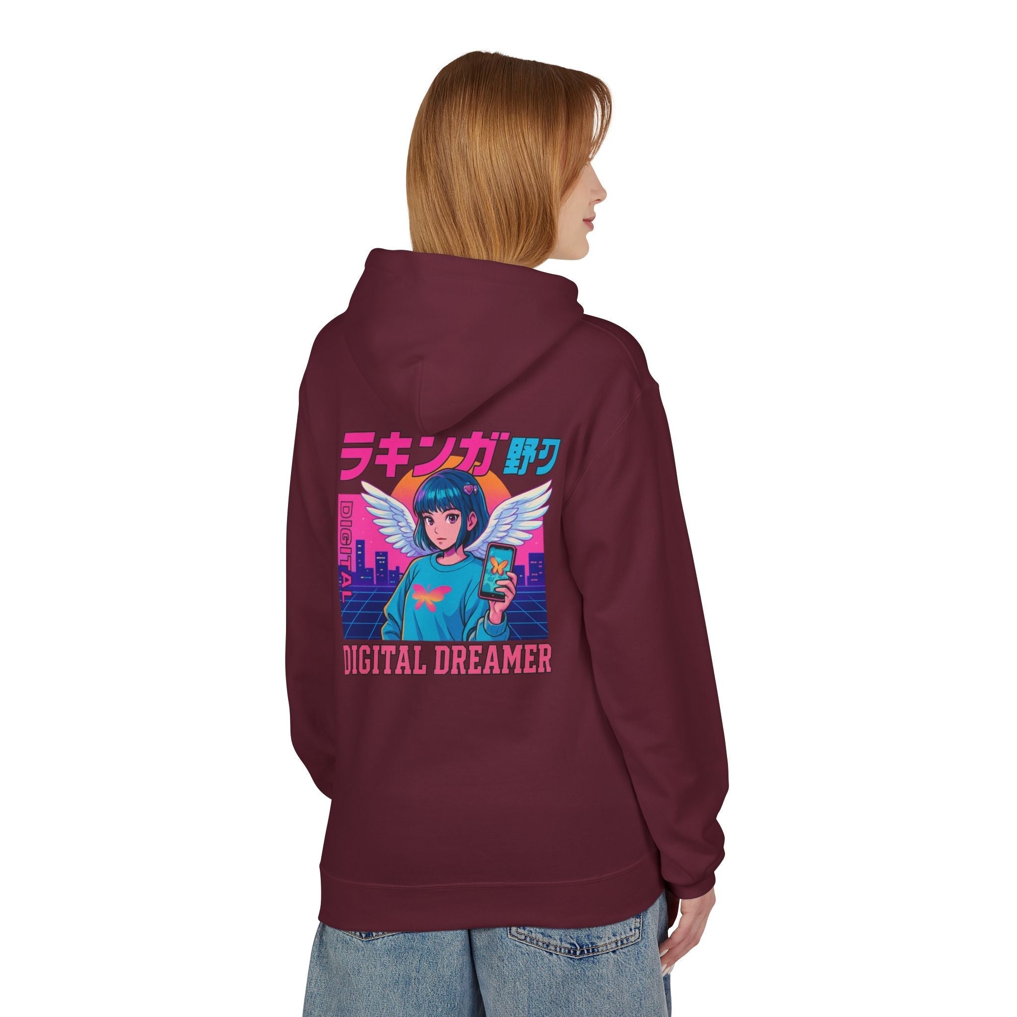 Digital Dreamer Unisex Fleece Hoodie, Cozy Graphic Sweatshirt, Anime Style Hoodie, Perfect Gift for Gamers, Casual Streetwear