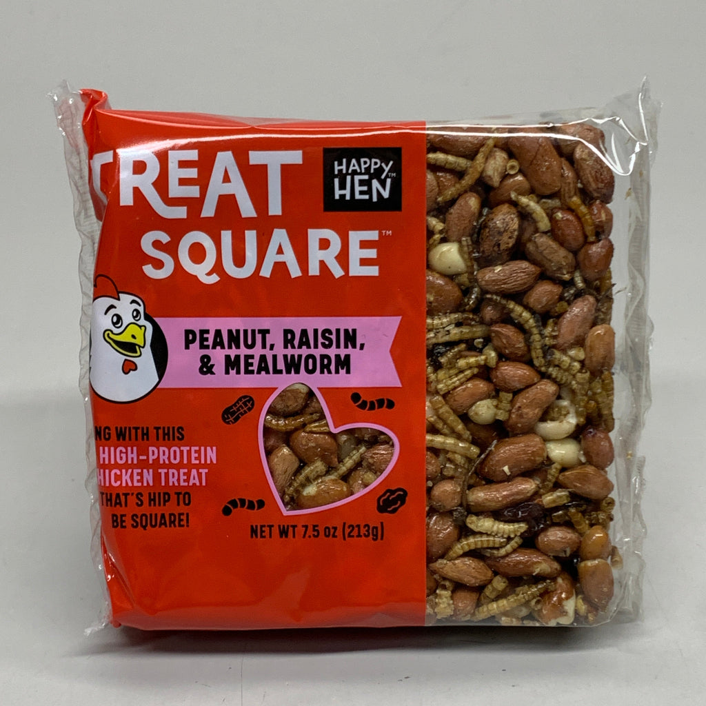 HAPPY HEN (3 PACK) Treat Square Peanut, Raisin & Mealworm 7.5 oz 855297003391