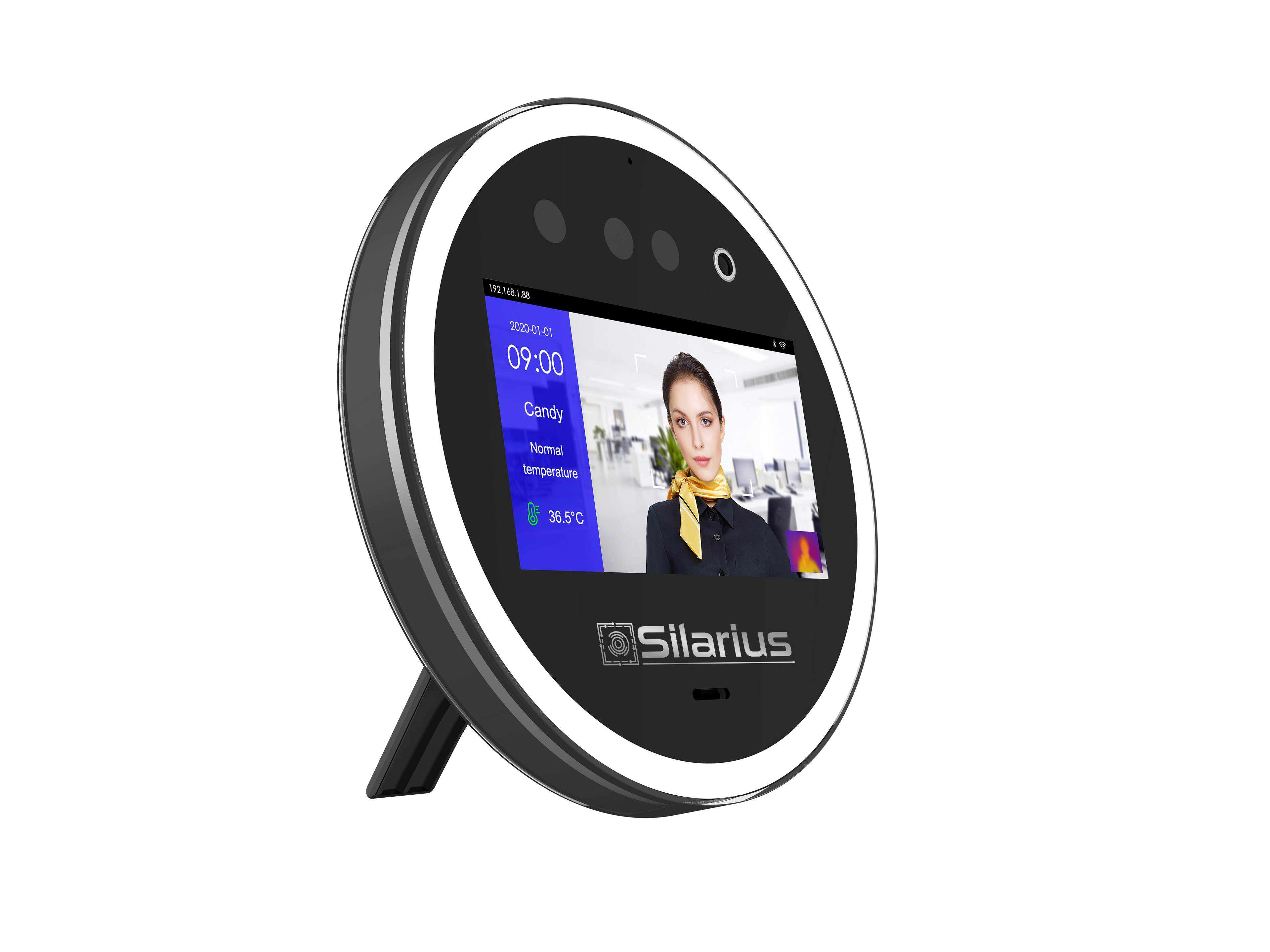 Silarius SIL‐ACCESSTEMP Smart Facial Time Attendance Access Control Terminal with Temperature Measurement , Employee time management Device (NDAA Compliant)