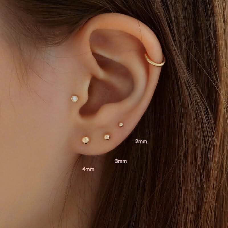 14K Genuine Solid Yellow Gold Ball Earrings