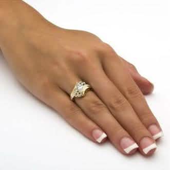 14k Gold Overlay Marquise-Cut Cubic Zirconia Solitaire Ring