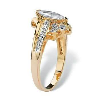 14k Gold Overlay Marquise-Cut Cubic Zirconia Solitaire Ring